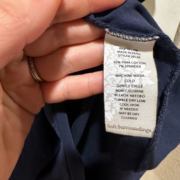 Soft Surroundings Pima Cotton Crewneck T-Shirt Bundle(2) Navy/Cream, size M - Picture 7 of 9